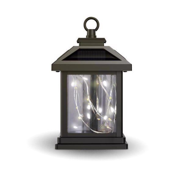 Feit Solar Fixtures 7 in. Solar Power Metal Square Bronze Hanging Pathway Light Discount