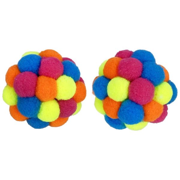 Multipet Assorted Pom Pom Ball Cat Toy 2 pk Online