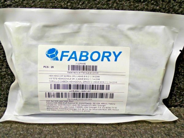 FABORY 1 4 -20, Steel Hex Head Cap Screw, Grade 2, 6 L, Plain Finish, 25 PK (183980250109-NBT43) Online